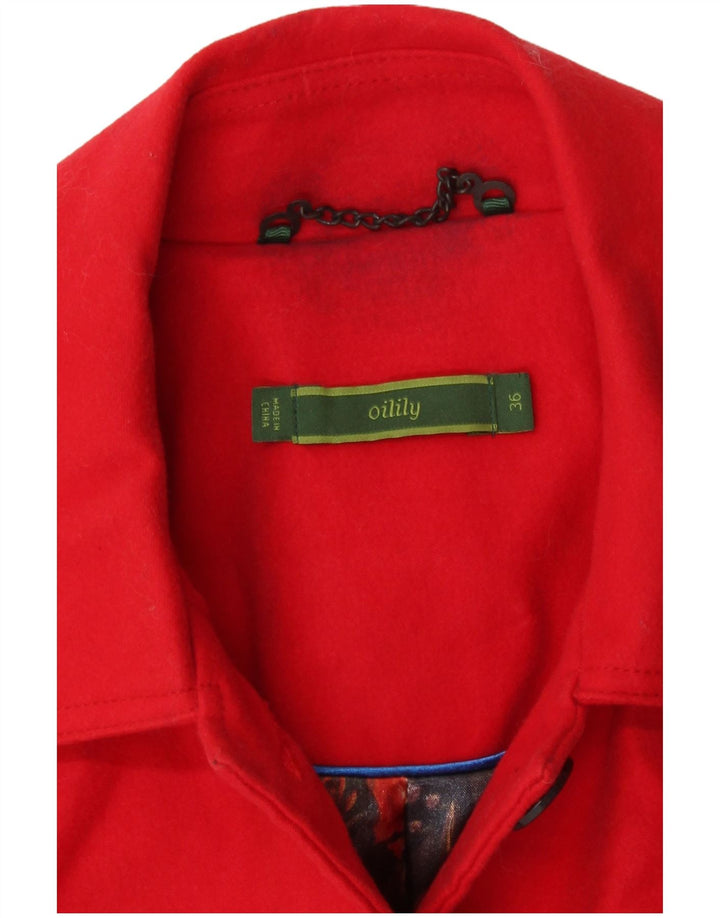 Oilily Womens Patterned Regular Fit Overcoat EU 36 Small Red Paisley Cotton