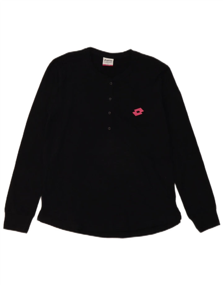 Lotto Womens Top Long Sleeve UK 10 Small Black Cotton