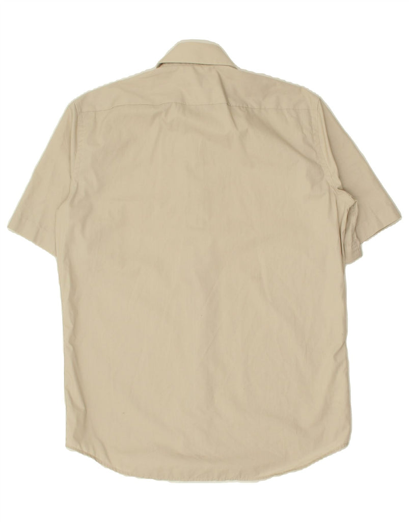 HUGO BOSS Mens Short Sleeve Shirt Size 15 1/2 38 Medium Beige Cotton | Vintage Hugo Boss | Thrift | Second-Hand Hugo Boss | Used Clothing | Messina Hembry 
