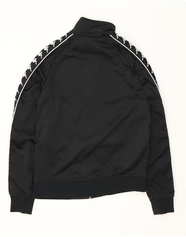 KAPPA Boys Graphic Tracksuit Top Jacket 15-16 Years Black Polyester