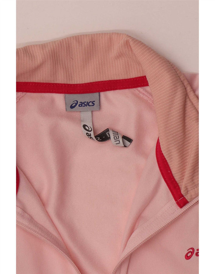 Asics Womens Tracksuit Top Jacket UK 16 Large Pink Colourblock Polyester