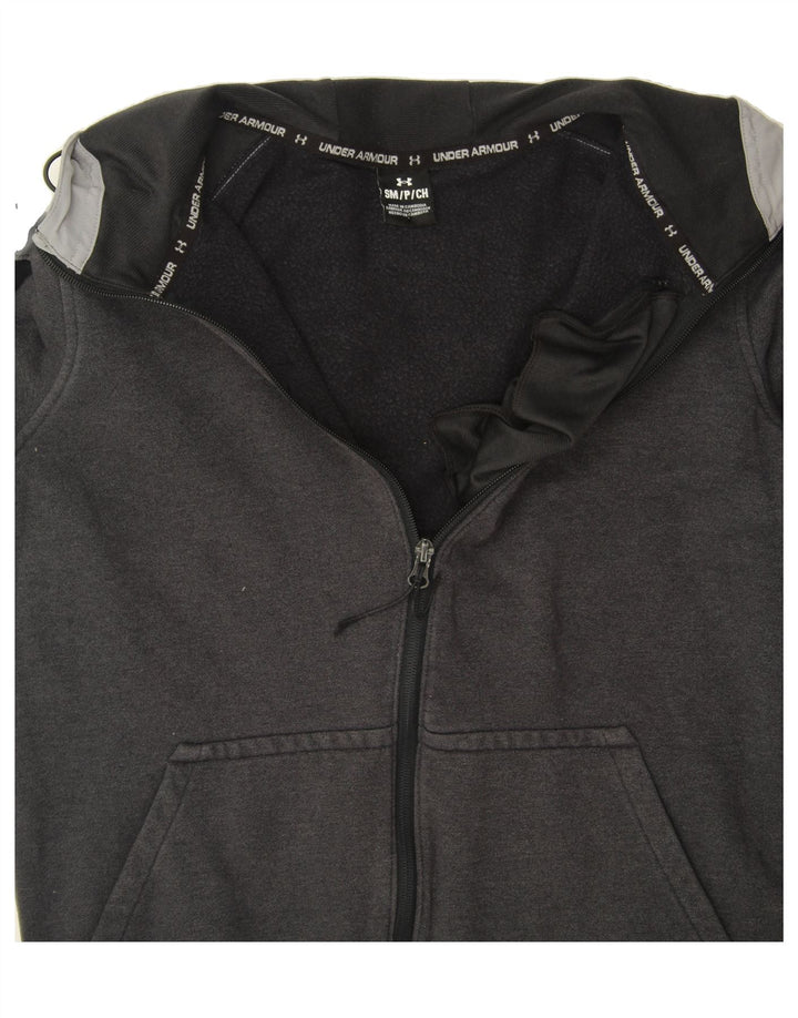 UNDER ARMOUR Mens Zip Hoodie Sweater Small Grey Colourblock Cotton Vintage Under Armour and Second-Hand Under Armour from Messina Hembry 