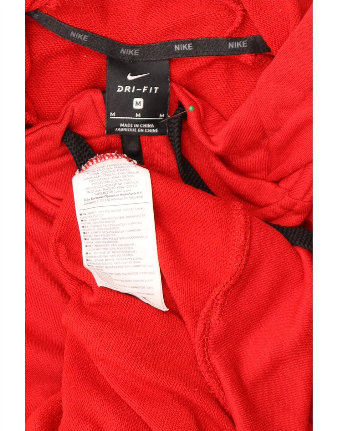 Nike Mens Dri Fit Zip Hoodie Sweater Medium Red Polyester