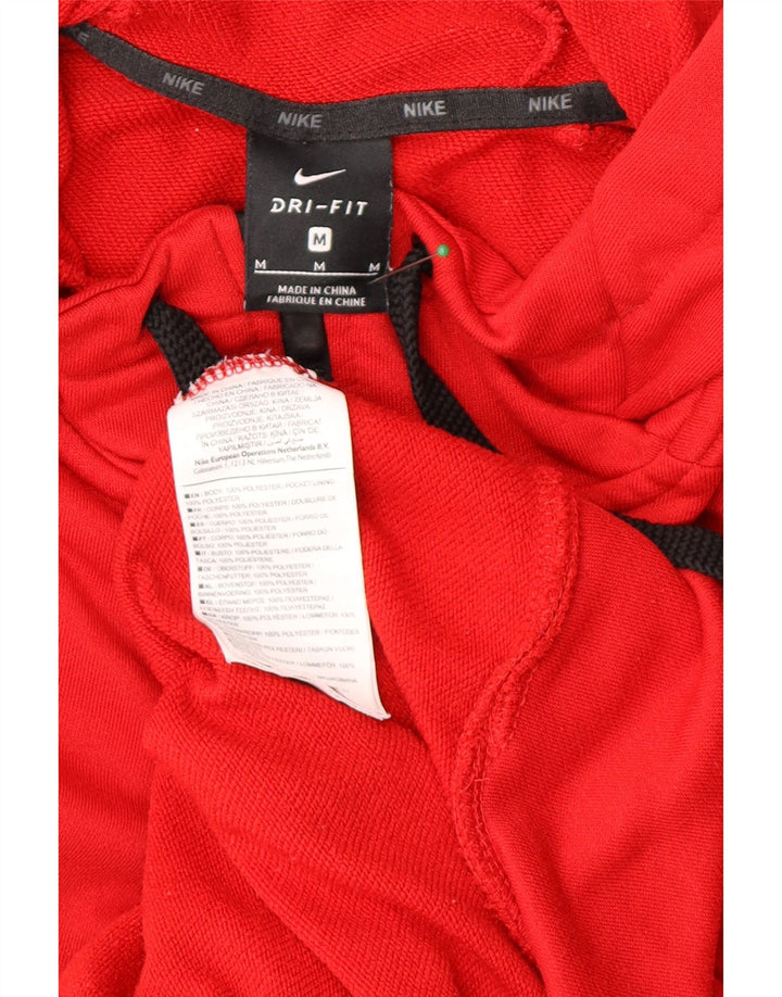 Nike Mens Dri Fit Zip Hoodie Sweater Medium Red Polyester