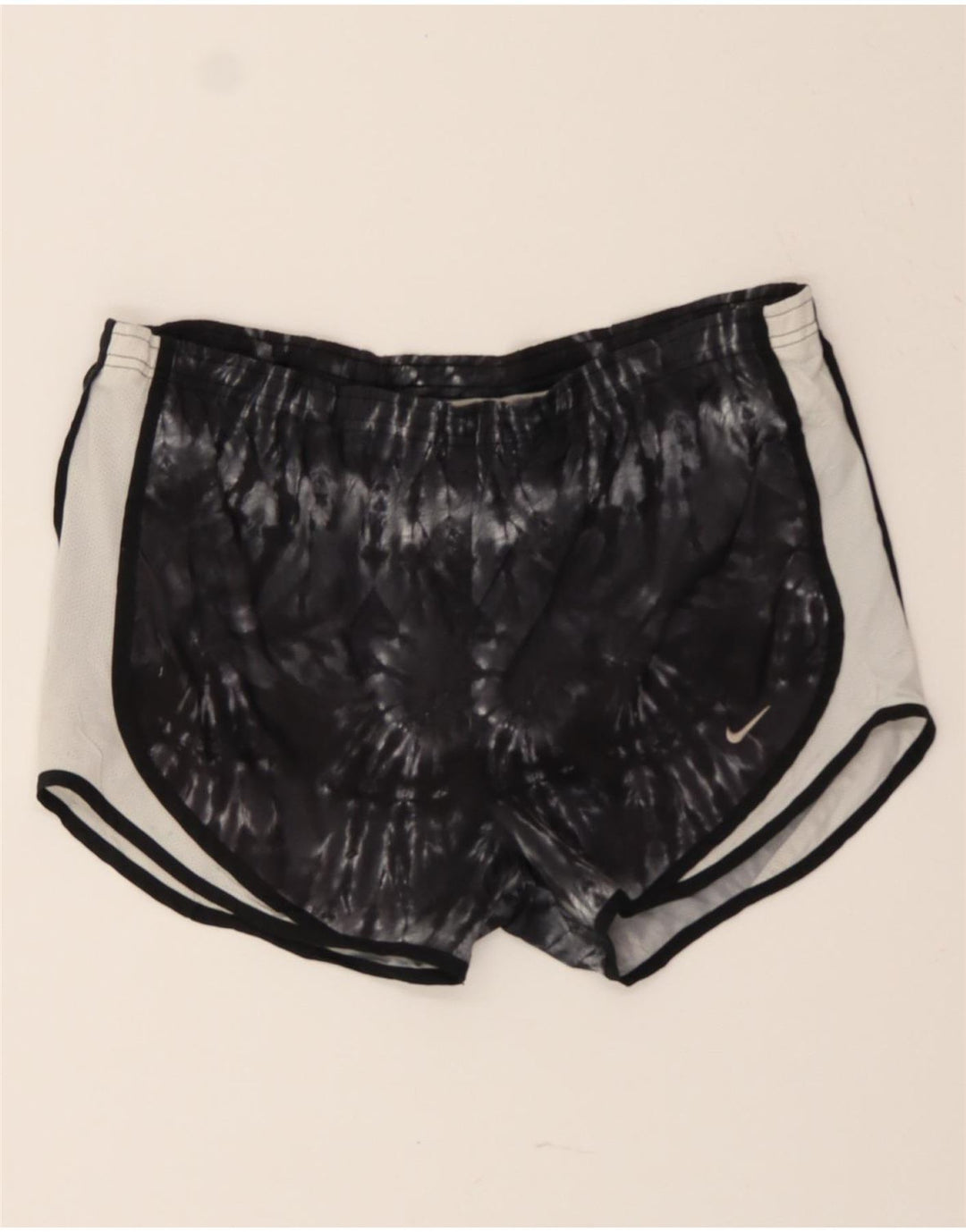 NIKE Womens Dri Fit Sport Shorts UK 10 Small Black Tie Dye Polyester Vintage Nike and Second-Hand Nike from Messina Hembry 