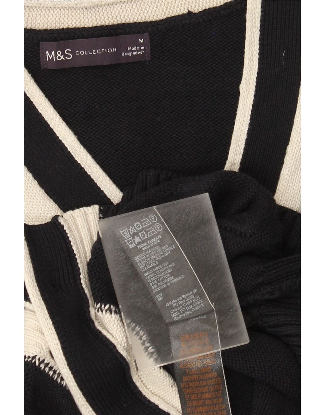 Marks & Spencer Womens Cardigan Sweater UK 14 Medium Navy Blue Colourblock