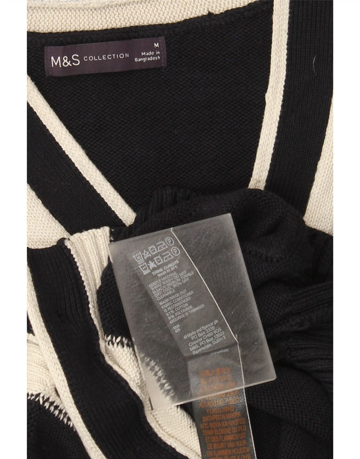 Marks & Spencer Womens Cardigan Sweater UK 14 Medium Navy Blue Colourblock