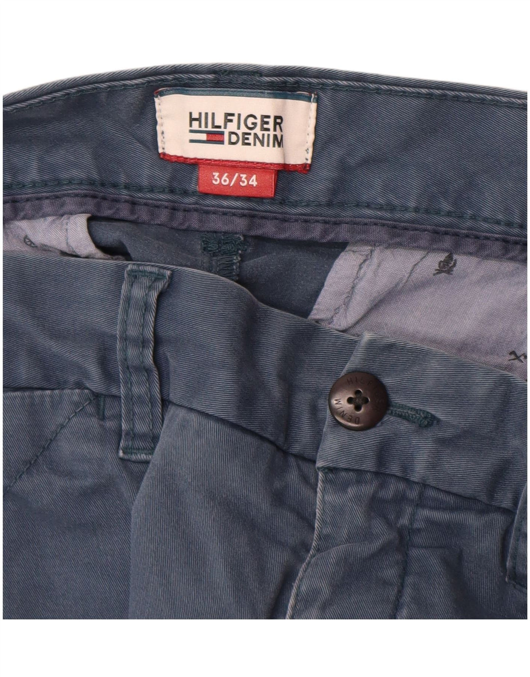 TOMMY HILFIGER Mens Slim Fit Chino Trousers W36 L34 Blue Cotton