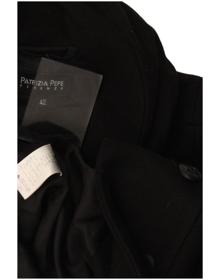 Patrizia Pepe Womens Overcoat IT 42 Medium Black Wool