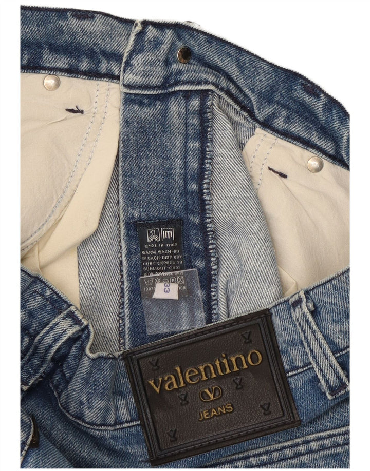 Valentino Mens Straight Jeans W33 L33 Blue Cotton