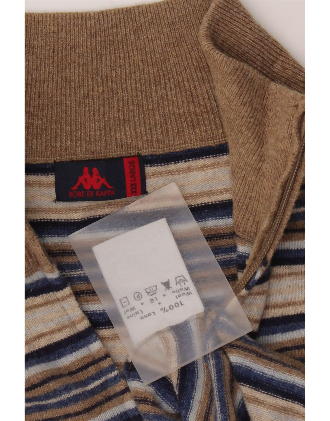 Kappa Mens Zip Neck Jumper Sweater 3XL Multicoloured Striped Wool