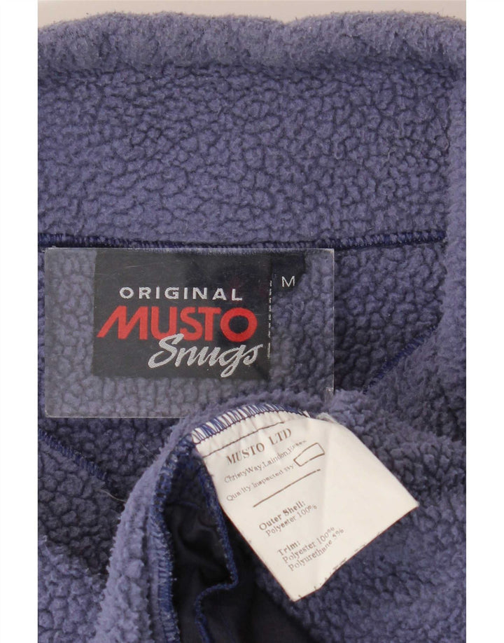 Musto Mens Zip Neck Fleece Jumper Medium Navy Blue Colourblock Polyester