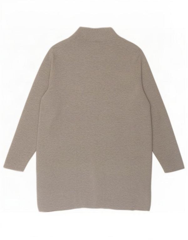 John Lewis Womens Longline Open Cardigan Sweater UK 16 Large Grey Polyester