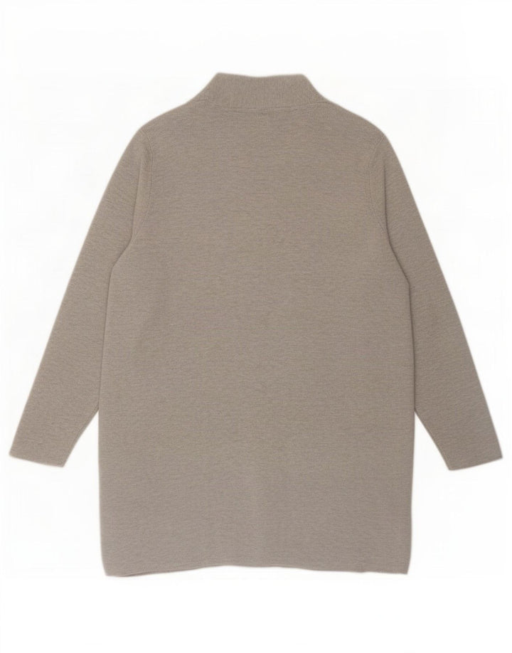 John Lewis Womens Longline Open Cardigan Sweater UK 16 Large Grey Polyester