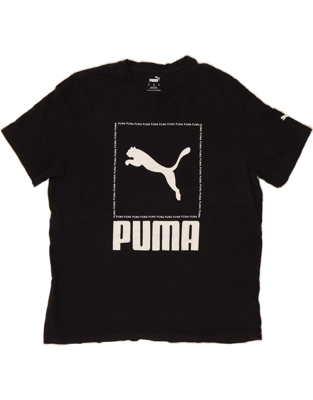 PUMA Mens Graphic T-Shirt Top XL Black Cotton Vintage Puma and Second-Hand Puma from Messina Hembry 