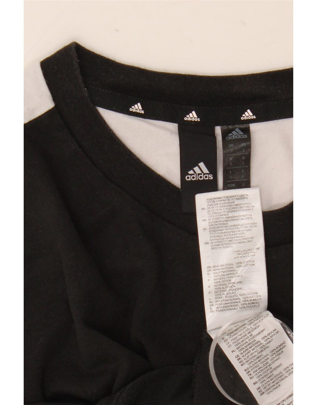 Adidas Mens T-Shirt Top Small Black Colourblock Cotton