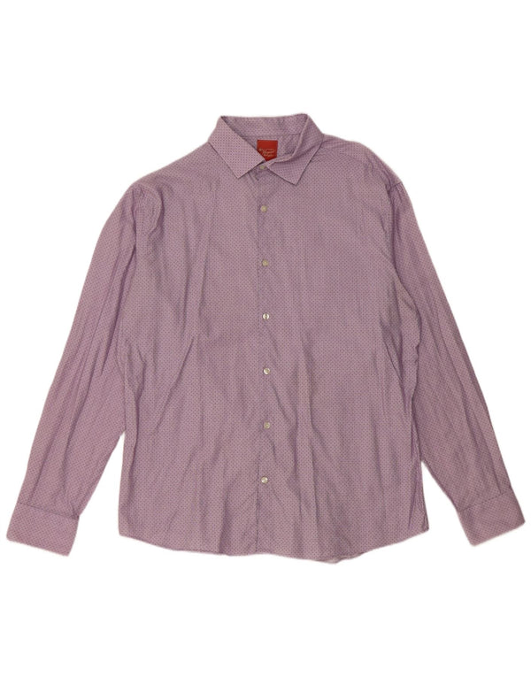 Penguin Mens Slim Fit Shirt Size 16 1/2 Large Purple Spotted Cotton