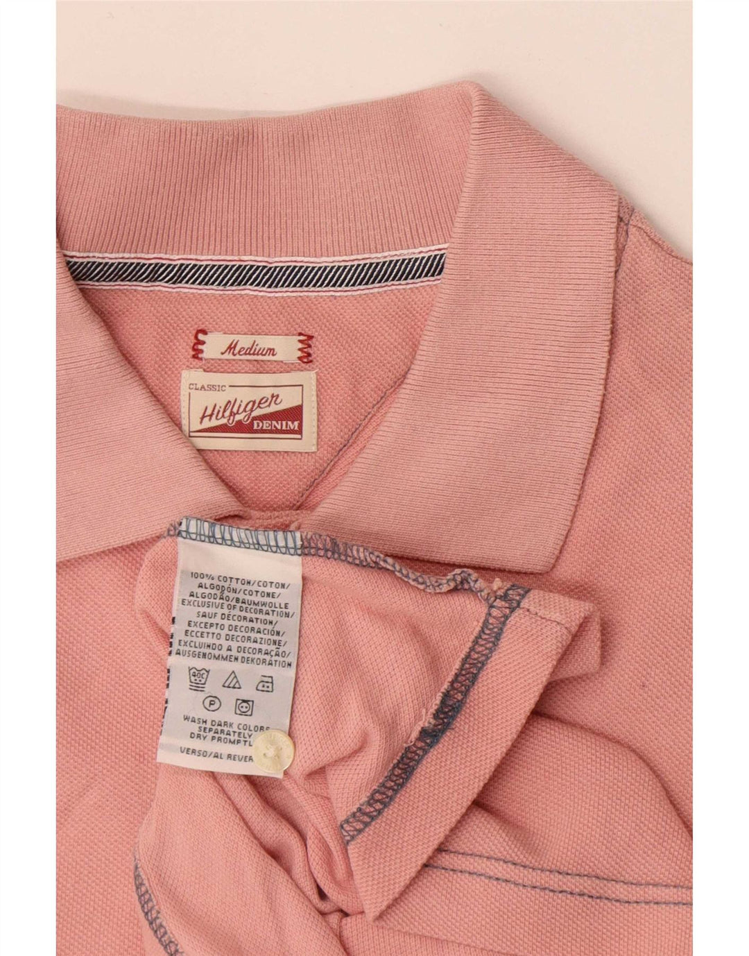 Tommy Hilfiger Mens Polo Shirt Medium Pink Cotton