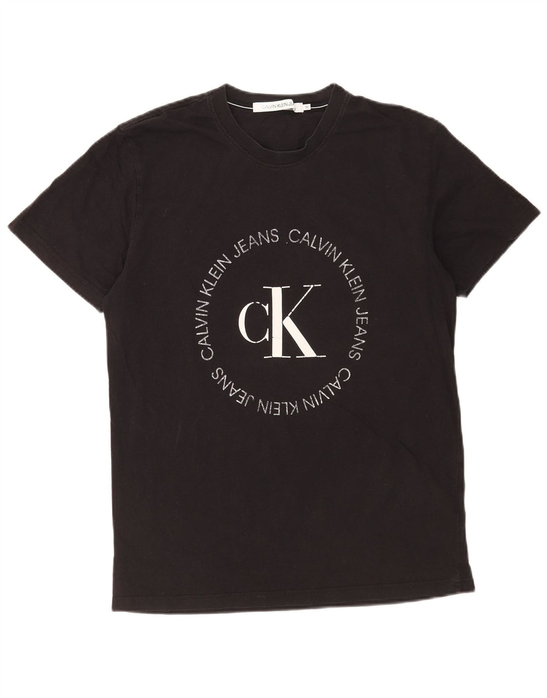 Calvin Klein Jeans Mens Graphic T-Shirt Top Medium Black Cotton