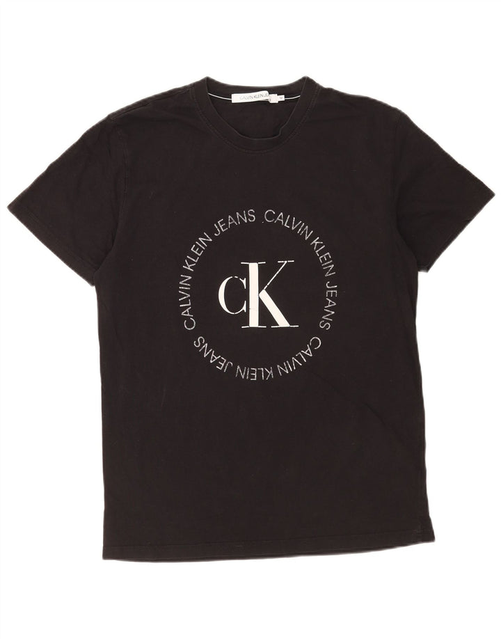 Calvin Klein Jeans Mens Graphic T-Shirt Top Medium Black Cotton