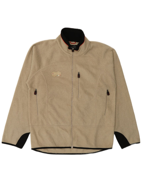 Fila Mens Fleece Jacket UK 40 Large Beige Colourblock Polyester