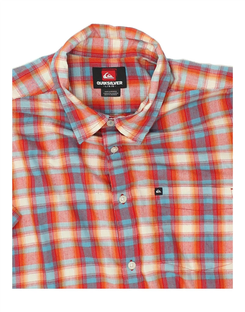 QUIKSILVER Mens Short Sleeve Shirt Large Red Check Cotton | Vintage Quiksilver | Thrift | Second-Hand Quiksilver | Used Clothing | Messina Hembry 