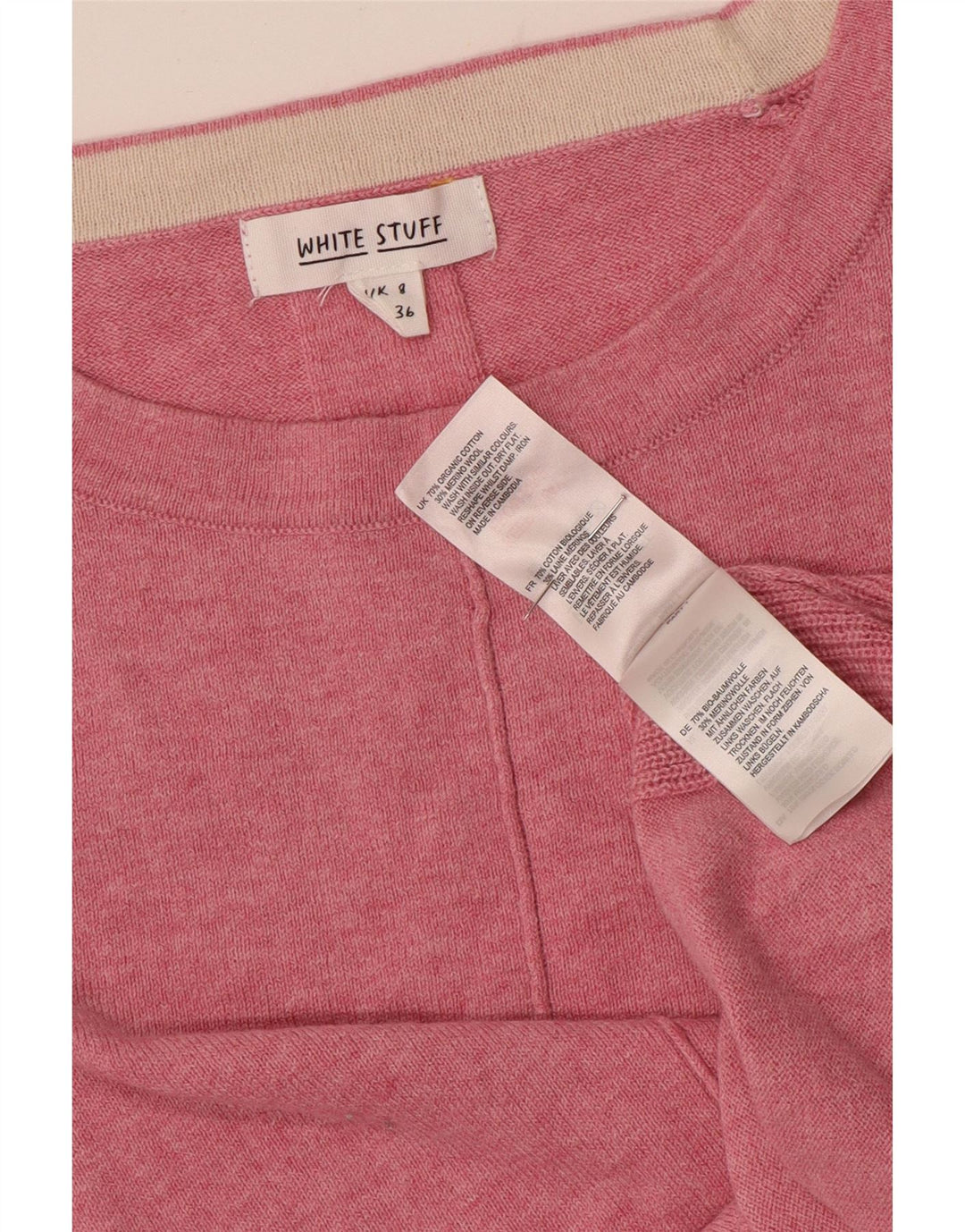 White Stuff Womens Boat Neck Jumper Sweater UK 8 Small Pink Cotton