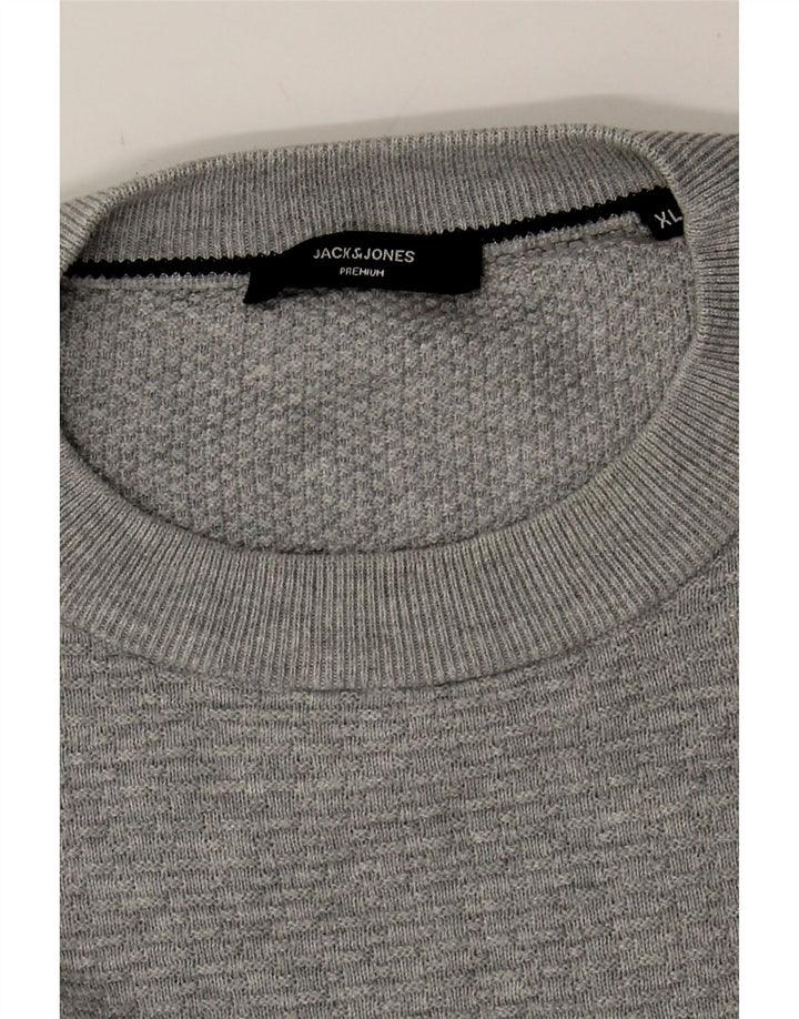 JACK & JONES Mens Crew Neck Jumper Sweater XL Grey Cotton Vintage Jack & Jones and Second-Hand Jack & Jones from Messina Hembry 