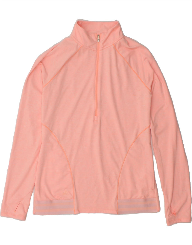 ADIDAS Womens Zip Neck Pullover Tracksuit Top UK 14 Medium Pink Polyester Vintage Adidas and Second-Hand Adidas from Messina Hembry 
