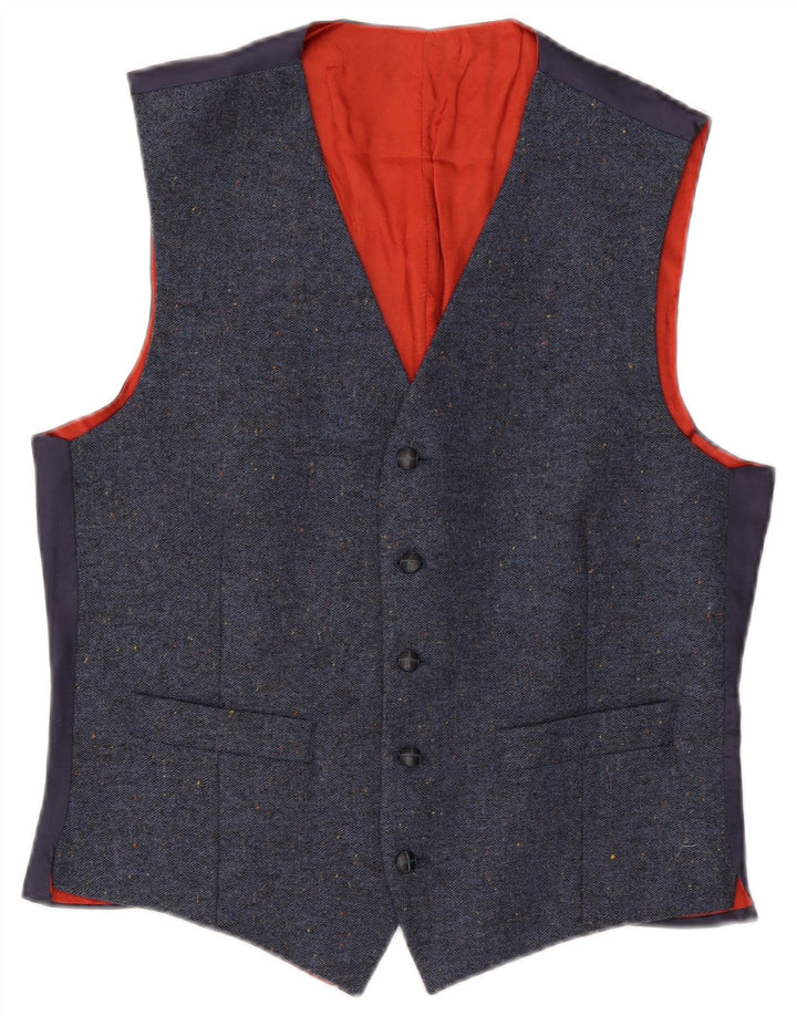Shetland Mens Waistcoat IT 52 XL Navy Blue Wool