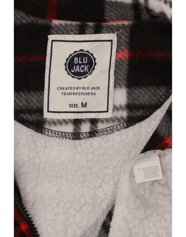 Vintage Mens Sherpa Lumberjack Flannel Shirt Medium Black Plaid Polyester