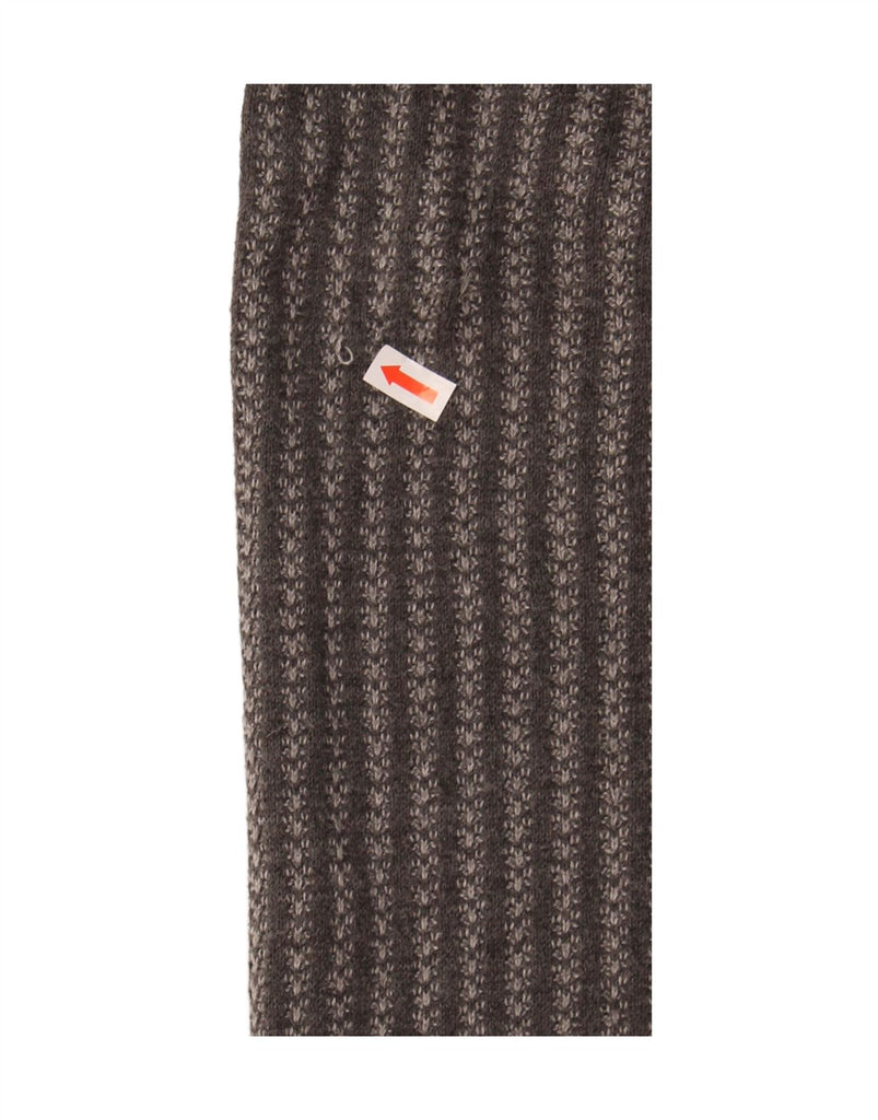 MARKS & SPENCER Mens Zip Neck Jumper Sweater Medium Grey Striped Cotton Vintage Marks & Spencer and Second-Hand Marks & Spencer from Messina Hembry 