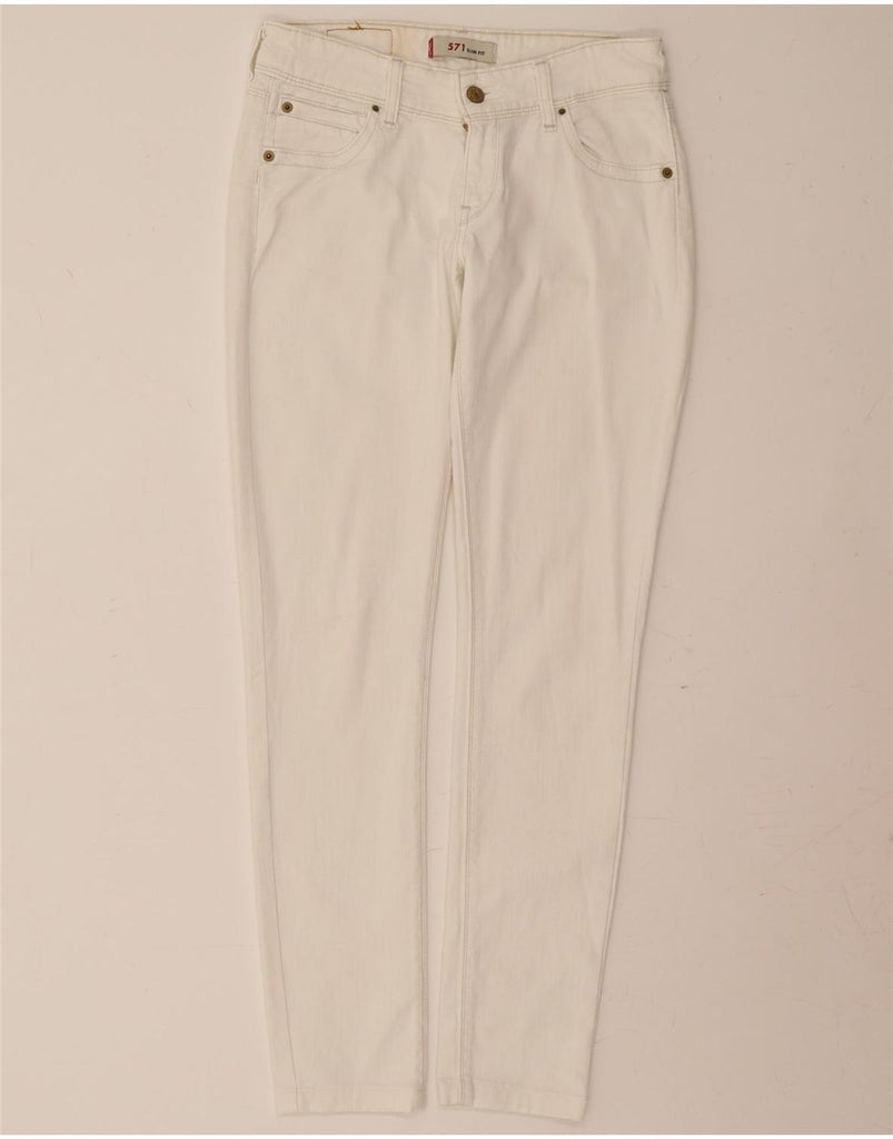 LEVI'S Womens 571 Slim Fit Casual Trousers W29 L34 White Cotton Vintage Levi's and Second-Hand Levi's from Messina Hembry 