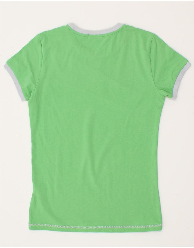 FILA Womens T-Shirt Top UK 12 Medium Green Colourblock Cotton | Vintage Fila | Thrift | Second-Hand Fila | Used Clothing | Messina Hembry 