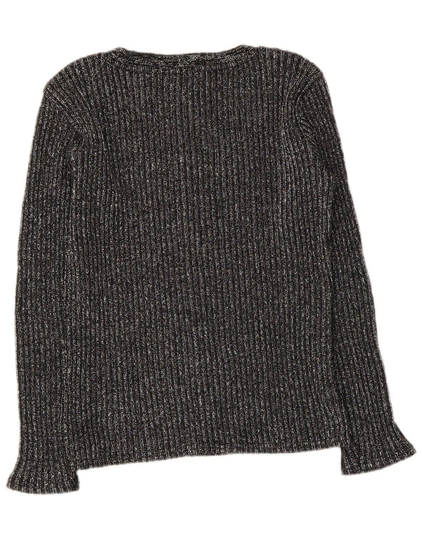 Staccato Womens Boat Neck Jumper Sweater UK 12 Medium Black Pinstripe Wool