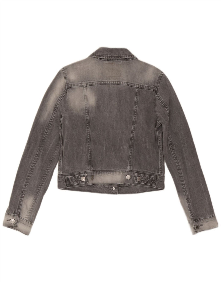 LEVI'S Womens Crop Denim Jacket UK 10 Small Grey Cotton