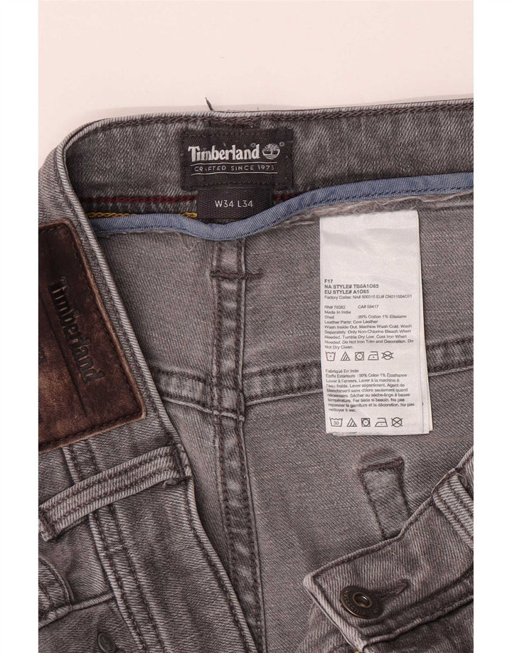 Timberland Mens Regular Straight Jeans W34 L30 Grey Cotton