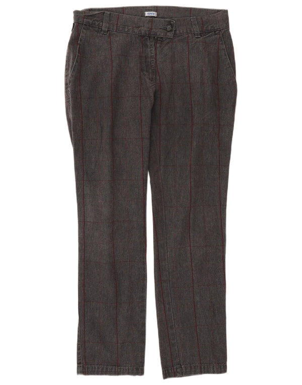 Onyx Womens Straight Casual Trousers IT 40 Small W27 L28 Grey Check Cotton