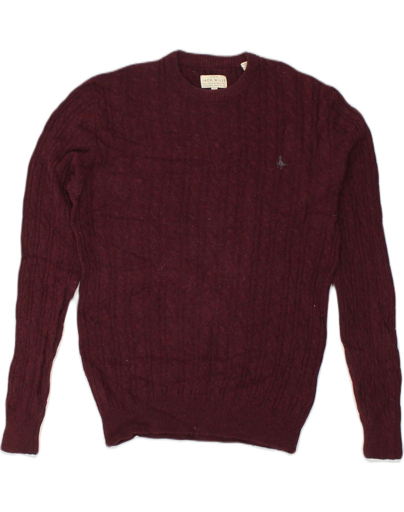 JACK WILLS Mens Crew Neck Jumper Sweater Small Burgundy Wool | Vintage Jack Wills | Thrift | Second-Hand Jack Wills | Used Clothing | Messina Hembry 