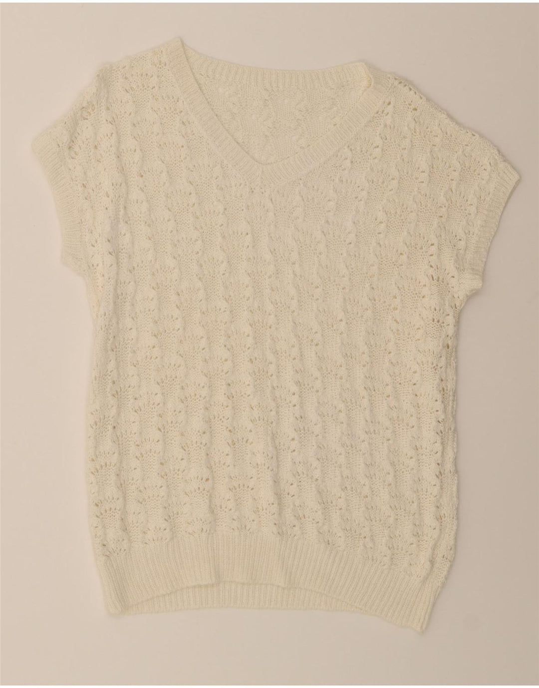 VINTAGE Womens Vest Tank Top UK 14 Medium White Vintage Vintage and Second-Hand Vintage from Messina Hembry 