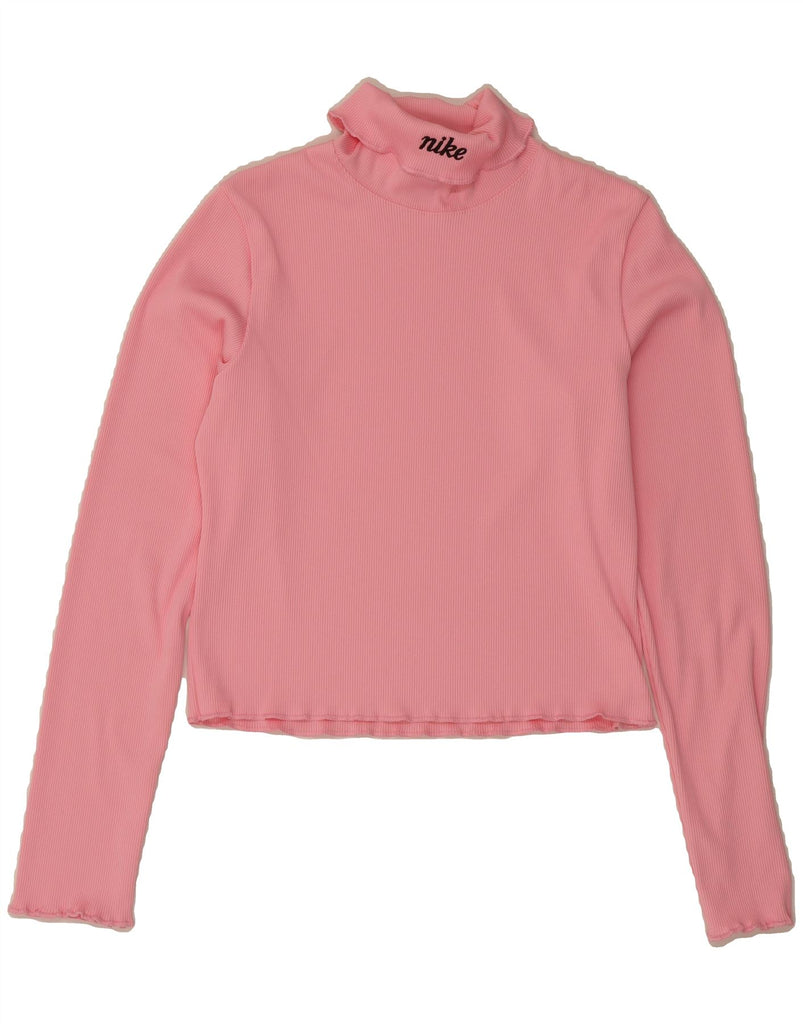 NIKE Womens Crop Roll Neck Top Long Sleeve UK 14 Large Pink Vintage Nike and Second-Hand Nike from Messina Hembry 