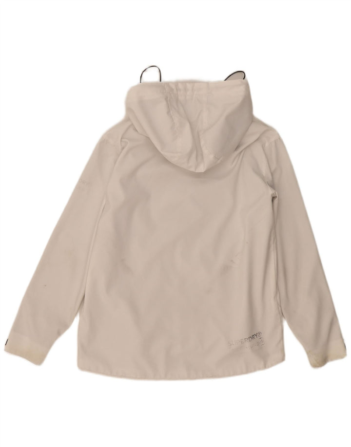 Superdry Womens Hooded Oversized Windbreaker Jacket UK 10 Small White