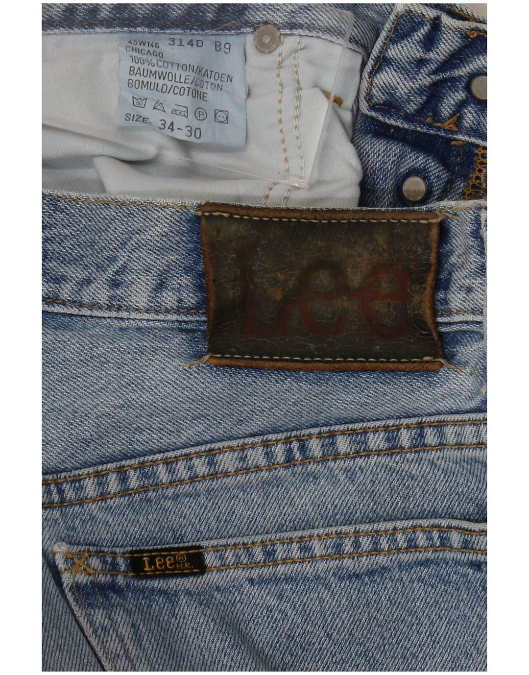 Lee Mens Straight Jeans W34 L30 Blue Cotton