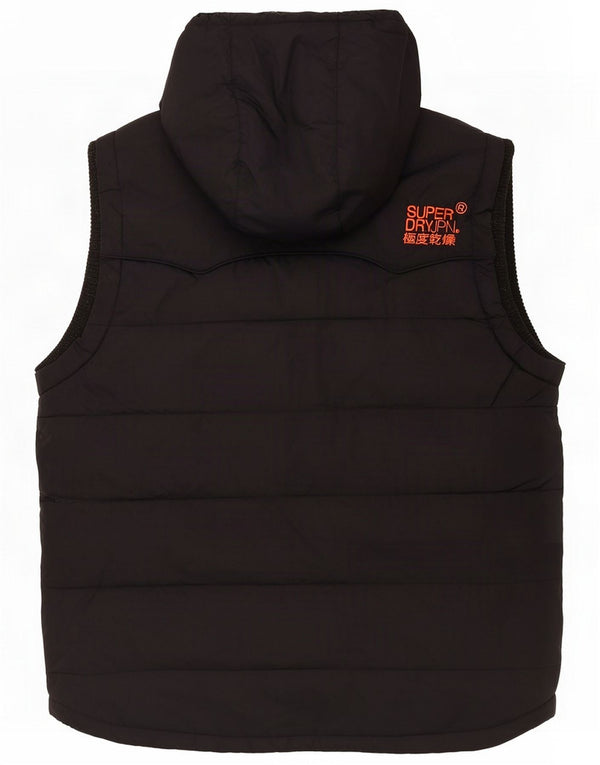 Superdry Mens Hooded Sherpa Padded Gilet UK 42 XL Grey Nylon