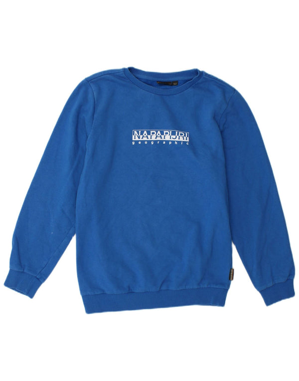 Napapijri Boys Graphic Sweatshirt Jumper 13-14 Years Blue Cotton