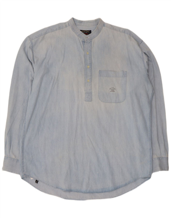 Paul & Shark Mens Pullover Shirt Size 17 1/2 44 XL Blue Cotton