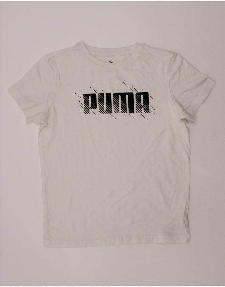 PUMA Boys Graphic T-Shirt Top 11-12 Years White Cotton Vintage Puma and Second-Hand Puma from Messina Hembry 