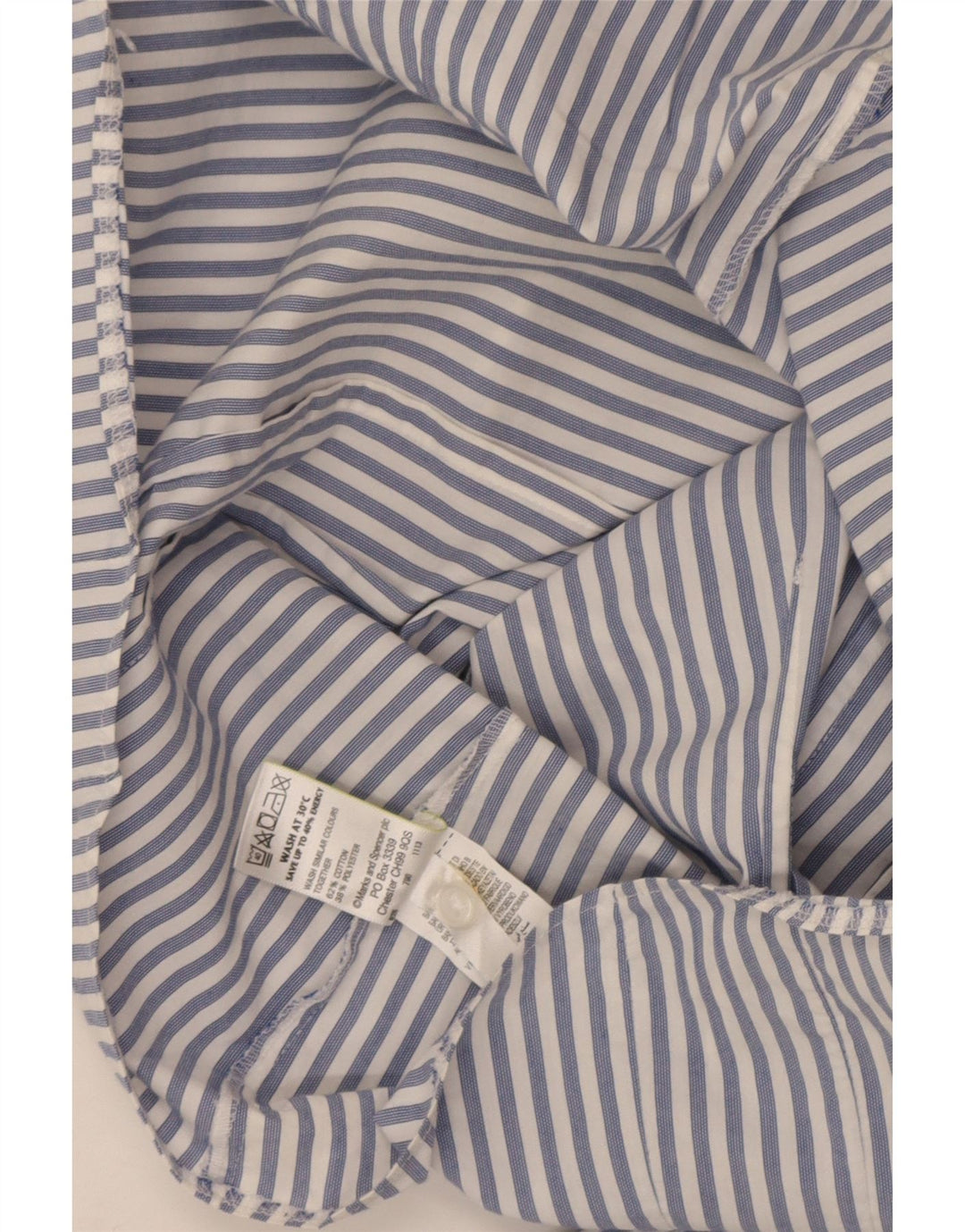 Marks & Spencer Womens Shirt UK 12 Medium Navy Blue Pinstripe Cotton