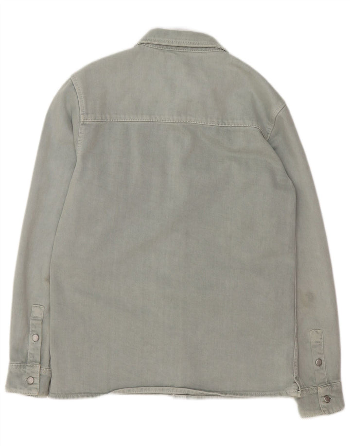 Zara Mens Relaxed Fit Denim Shirt Small Green Cotton