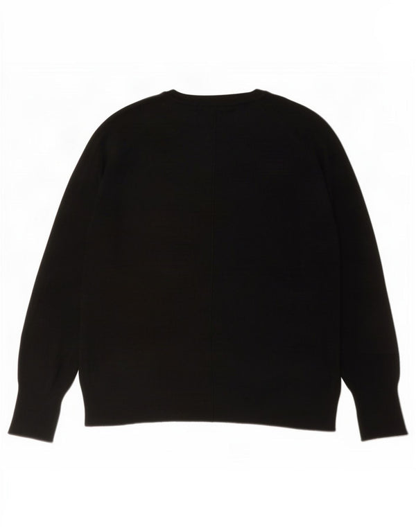 Zara Womens Crew Neck Jumper Sweater UK 14 Medium Black